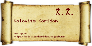 Kolovits Koridon névjegykártya